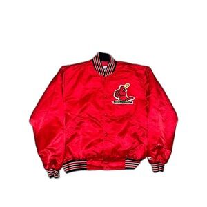 VINTAGE 80s XXL ST LOUIS CARDINALS MLB STARTER SATIN JACKET COAT BASEBALL RARE